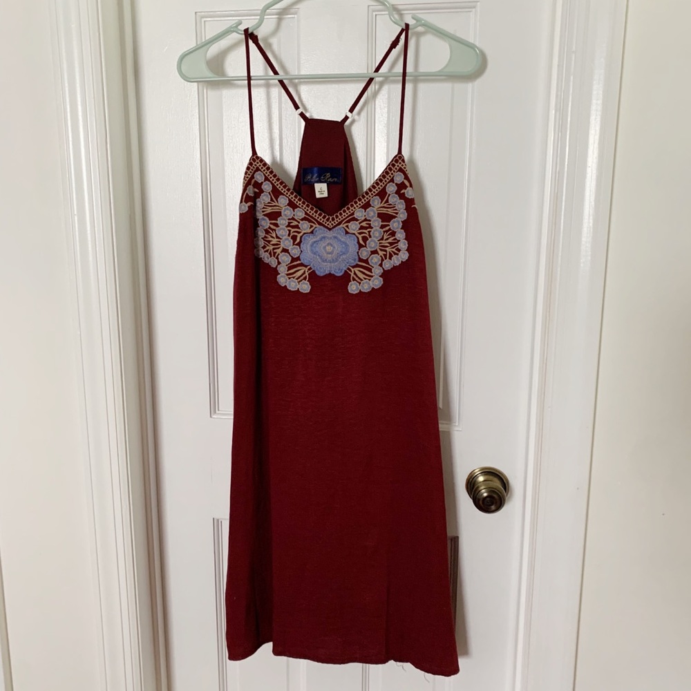 Maroon Embroidered Sundress - WORN ONCE